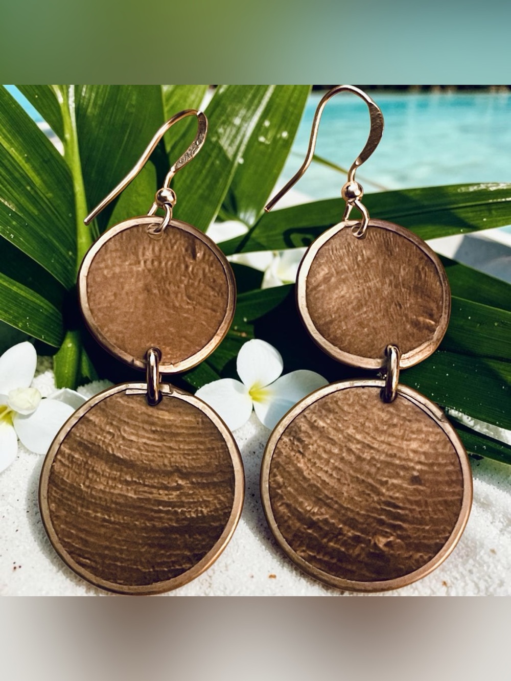 Capiz Shell Earrings by Culture Mix - Sandy Brown